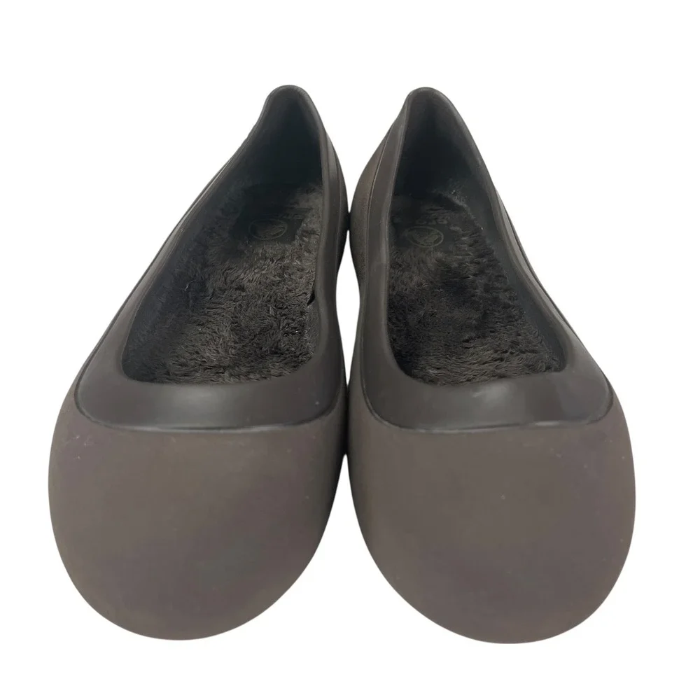 Crocs Olivia II Faux Fur Insole Ballet Flats Brown‎ Womens 8 Comfortable Shoes